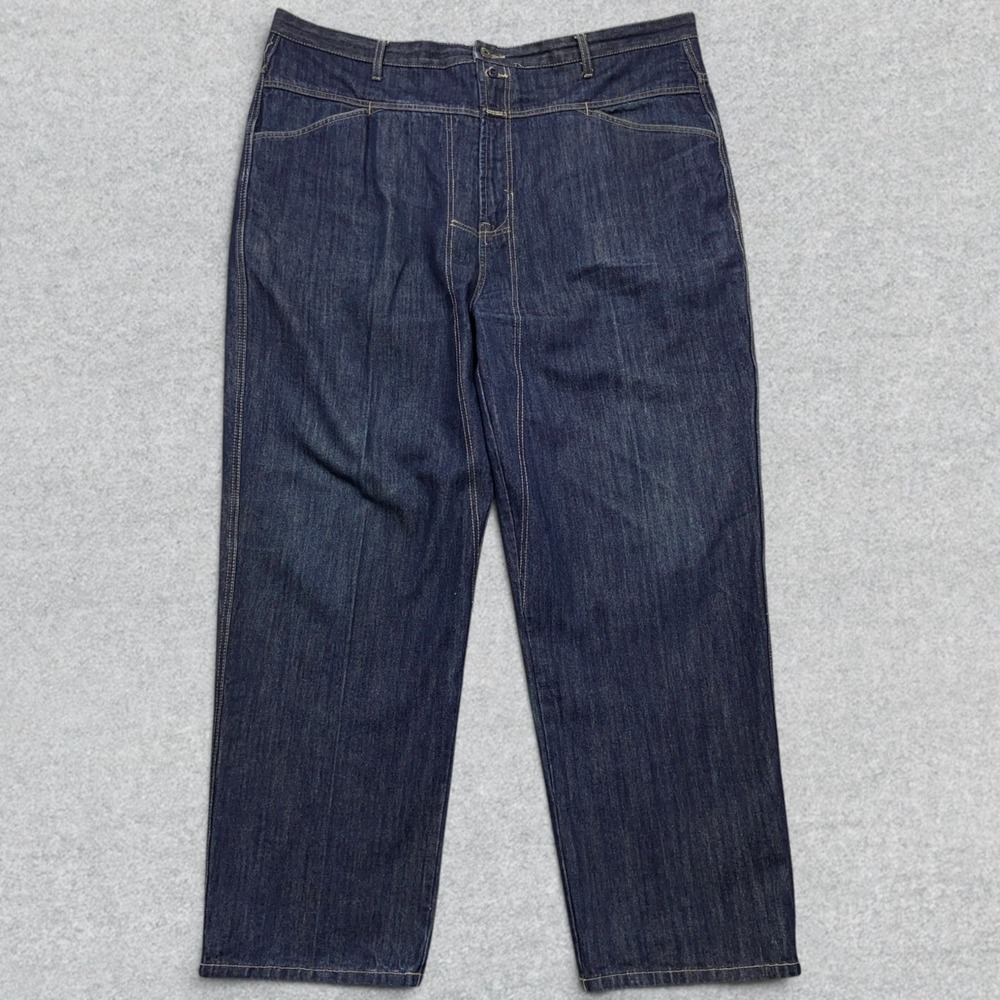 Marithe Francois Girbaud Jeans Men's 44x32 Dark‎ Blue Denim Baggy Straight Leg